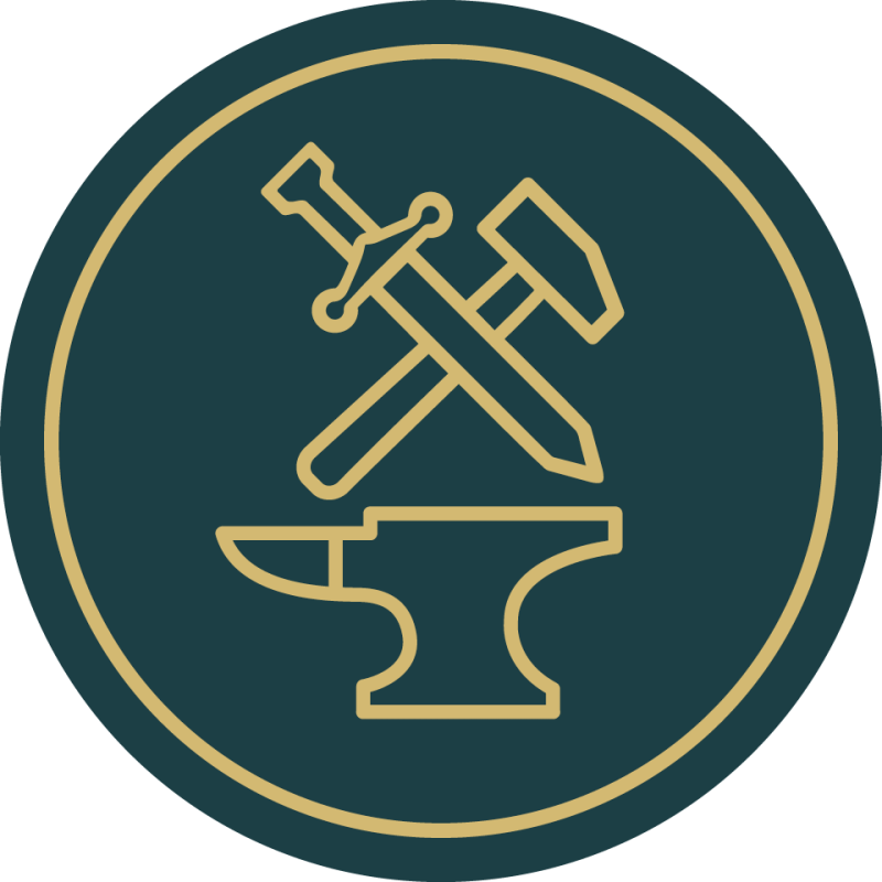 A blacksmith's hammer and two swords